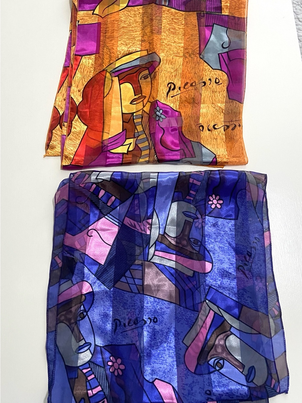 Pair of Abstract Picasso Print Scarves